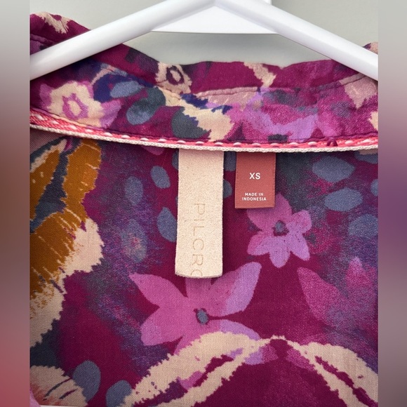 Pilcro Women's Size XS Romy Relaxed Button Down Boho Colorful Tropical Vacation - Picture 8 of 12